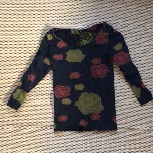 Y2K stretchy bodycon rose top vintage